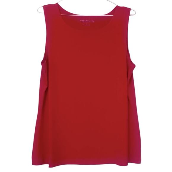 SUSAN GRAVER essentials red sleeveless women’s top blouse size large - Picture 1 of 6